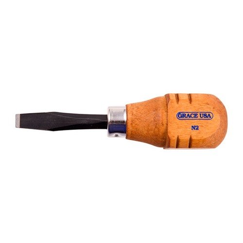 The Grace USA Screwdriver Set features hardened steel square shanks and comfortable hardwood handles, ensuring precision, durability, and reduced hand fatigue for gunsmiths.