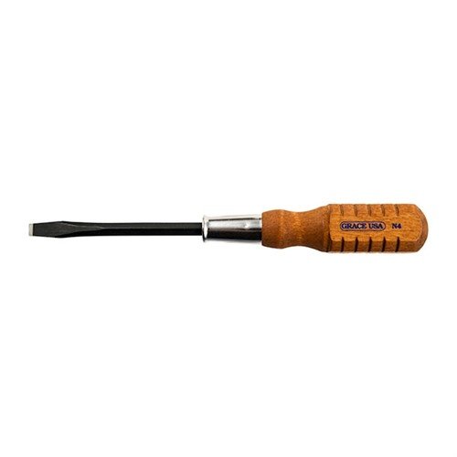 The Grace USA Screwdriver Set features durable square shanks, hardened tips for precision, and comfortable hardwood handles, ideal for professional gunsmithing.
