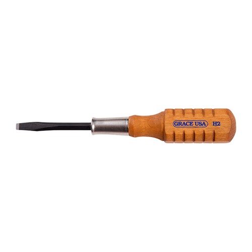 The Grace USA Screwdriver Set features durable square shanks, hardened tips for precision, and ergonomic hardwood handles for comfort, perfect for gunsmithing tasks.