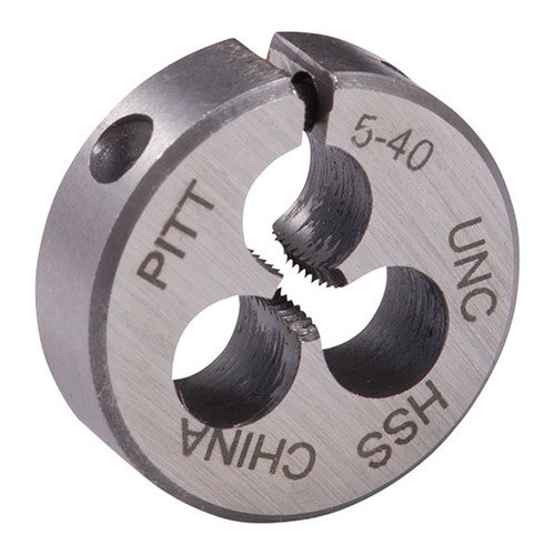 Brownells Wire Gauge Carbon Dies offer precision threading with durable carbon steel construction, compatible with standard die stocks for reliable gunsmithing.