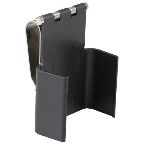 The CED7000 Belt Clip features a durable molded plastic body and a stainless steel clip, offering a compact, lightweight design for easy carry and accessibility.