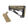 Enhance your AR-15 with Hogue's Finger Groove Grip for comfort and control, paired with a collapsible buttstock for a secure, adjustable fit and multiple mounting options.
