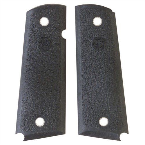Hogue's semi-auto pistol grips offer hand-filling designs in rubber and wood, enhancing recoil absorption and control with a non-slip finish and finger grooves.