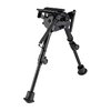 The Harris 6-9" Self-Leveling Bipod offers quick adjustments for uneven surfaces, a twist-lock mechanism, and adjustable height, ensuring stability and precision.