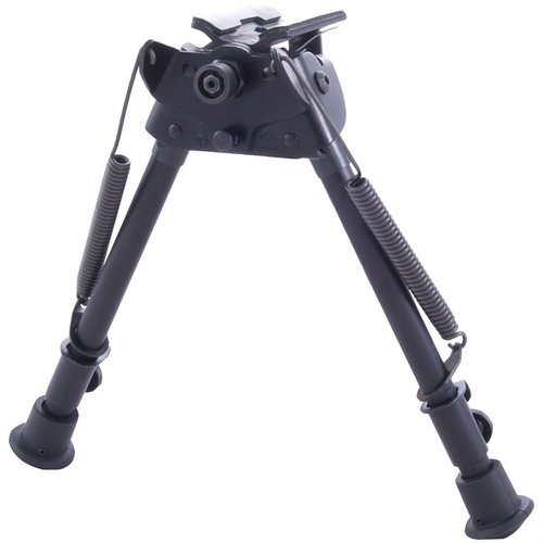 The HARRIS S-L Bipod Sling Swivel Mount offers stability, quick-adjust spring-loaded legs, and 45° rotation for leveling on uneven ground, ensuring ultimate accuracy.
