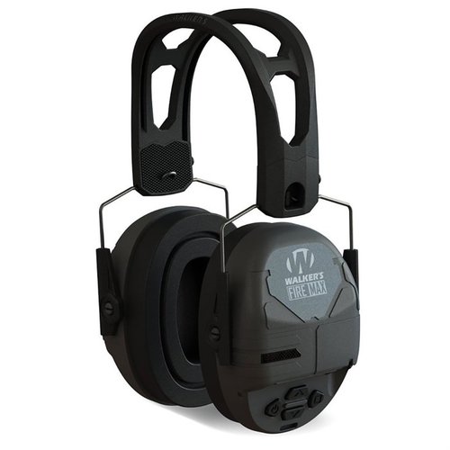 The Walker's Game Ear FireMax Digital Muff offers rechargeable hearing protection with 200 hours of battery life, slim design, and clear sound in various modes.