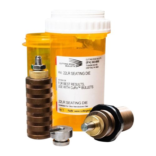 The CURX 22 Long Rifle Die Set by Cutting Edge Bullets includes a seating die, crimping die, and 2 shell holders, ideal for precision reloading with CuRx™ bullets.