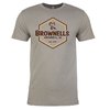 Experience comfort and style with the Brownells Men's Hex T-Shirt in Stone Gray, available in sizes XS to 3XL. Perfect for showcasing your Brownells pride!