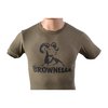 Experience comfort and style with the Brownells Men's Trademark T-Shirt in Light Olive, featuring the iconic Brownells logo, available in sizes XS to 3XL.