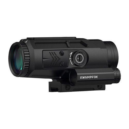 Experience rapid 1x to 5x transitions with the lightweight and durable Saber 5x prism scope, featuring a 10° field of view and Shake ‘N Wake illumination.