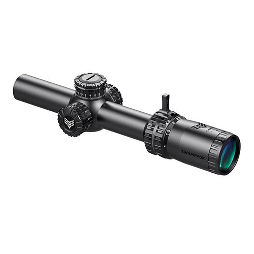 The Swampfox Arrowhead 1-8x24mm SFP scope offers locking turrets, a brighter sight picture, and illuminated reticles, perfect for law enforcement and self-defense.