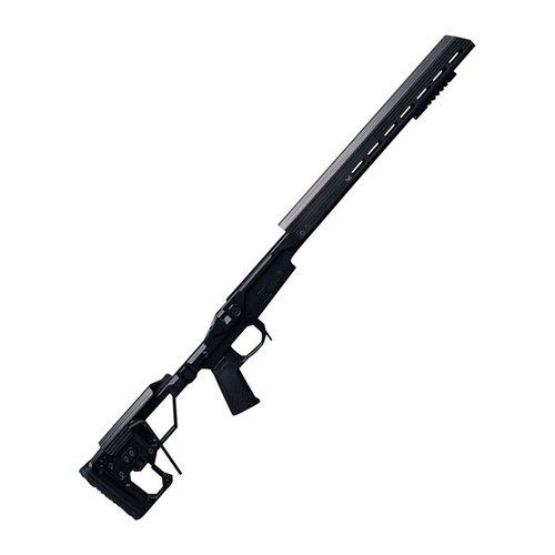The Christensen Arms Modern Precision Short Action Chassis offers a lightweight, adjustable design with a carbon fiber handguard, ideal for Remington® 700 receivers.