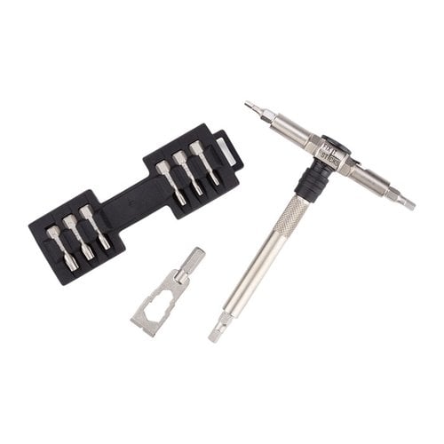 The Fix It Sticks Compact Ratchet Locking Hex Drive offers a versatile T-handle wrench, 15 essential bits, and compact storage for reliable firearm maintenance.
