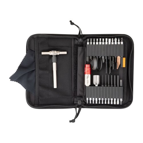 The Fix It Sticks 3-Gunner Compact Tool Kit offers a modular T-Drive system, diverse bit selection, torque limiters, and a compact case for essential firearm maintenance.