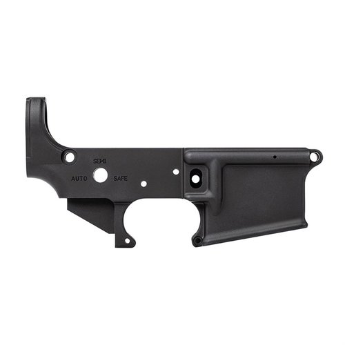 The Aero Precision M4A1 Clone Lower Receiver features custom engravings, includes a Gen 2 nylon tipped tensioning set screw, ideal for your M4A1 clone build.