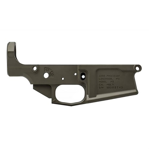 Build your custom big-bore AR with the Aero Precision M5 Lower Receiver, featuring mil-spec dimensions, 7075-T6 aluminum, and compatibility with DPMS components.