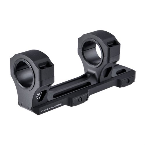The Strike Industries Adjustable Scope Mount offers four eye relief settings, lightweight 7250 aluminum construction, and flexibility for various rifle setups.