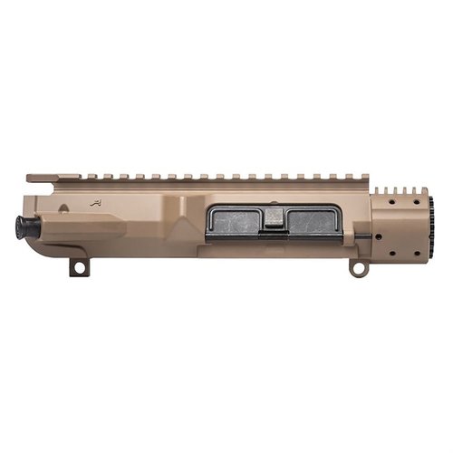 The Aero Precision M5E1 Upper Receiver features a one-piece design for strength, easy installation with only 8 screws, and compatibility with M5 Enhanced Handguards.