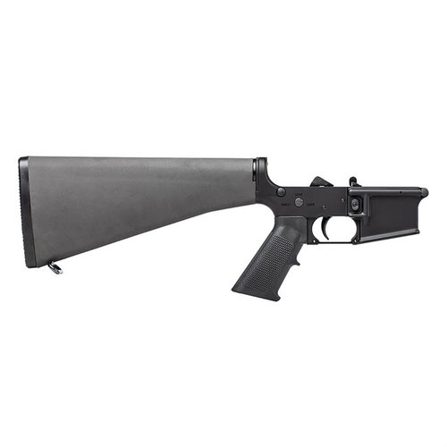 The Aero Precision M16A4 Clone Complete Lower Receiver features custom engravings, a tight fit with any AR15 upper, and enhanced magwell for smooth magazine insertion.