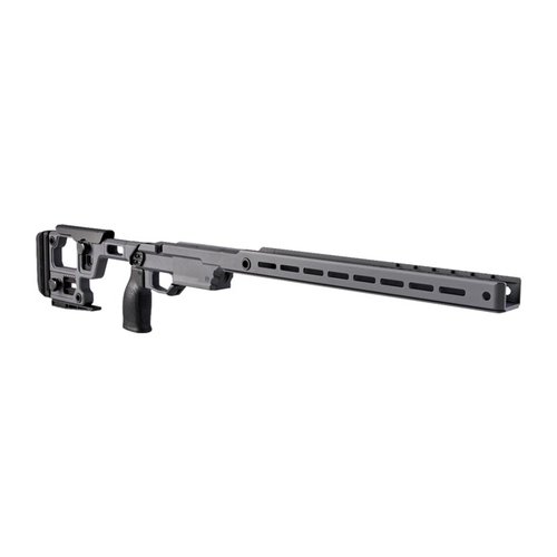 The AERO PRECISION Solus Competition Chassis offers precision, adjustability, and modularity for Remington 700 short actions, featuring M-LOK, Arca Swiss, and a customizable fit.