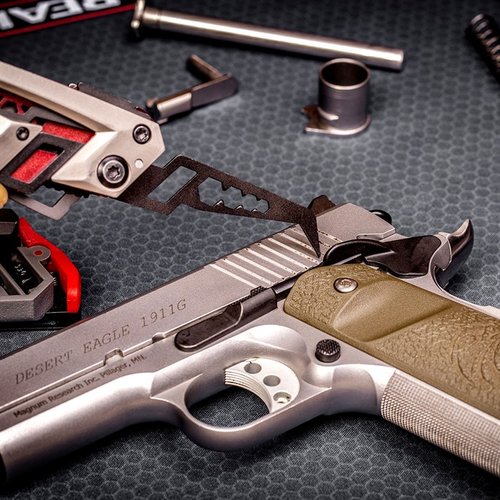 The Real Avid Gun Tool AMP 1911 is a compact, transformer-style multitool with essential 1911 tools, ensuring you have everything needed for on-the-go maintenance.