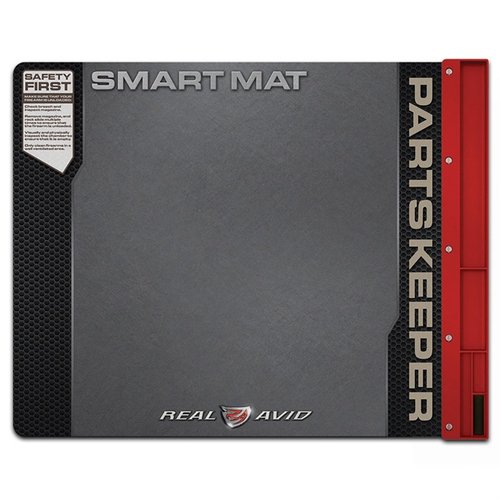 The Handgun Smart Mat features an oil-resistant surface, built-in parts tray, and non-slip backing, ensuring safe, organized gun cleaning and easy storage.