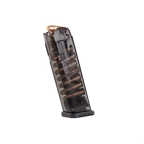 Discover the ETS translucent magazine for Glock®, offering visibility, durability, and compatibility with various ammo, ensuring reliable performance and easy maintenance.