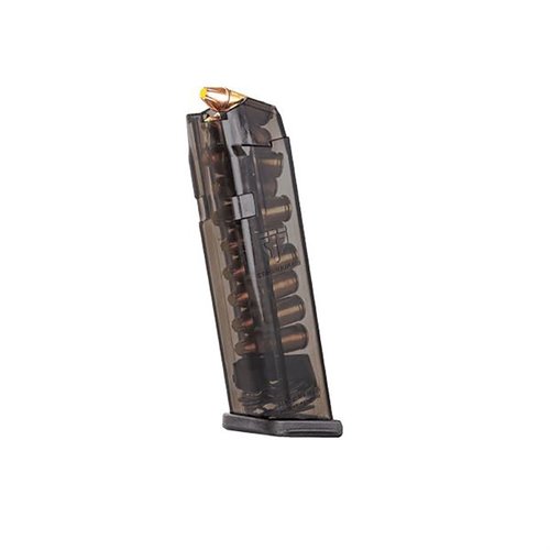 The ETS translucent magazine for Glock® offers visibility, durability, and reliability, with advanced polymer construction and easy disassembly for cleaning.