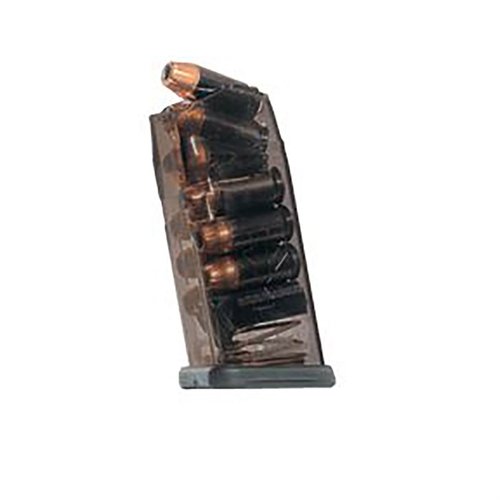 .45 Glock® compatible magazines with 9, 13, 18, or 30-Round capacities, featuring extreme impact resistance, easy disassembly, and a lifetime warranty.