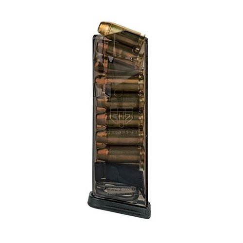 The ETS translucent Glock magazine offers visibility, reliability, and durability, tested to withstand extreme conditions while ensuring easy disassembly and drop-free performance.