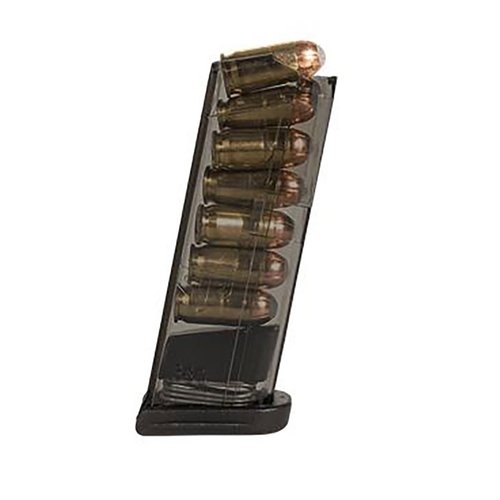 Enhance your Glock 42 with ETS translucent polymer magazines, offering lightweight durability, easy loading visibility, and reliable performance in 6 or 12-round options.