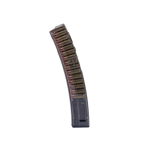 The 30-RD 9mm magazine for H&K MP5 offers extreme reliability, lightweight polymer construction, and a translucent body for ammo visibility, backed by a lifetime warranty.