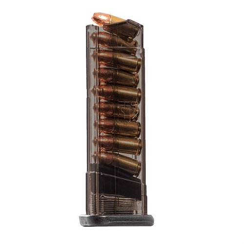 Get the Elite Tactical Systems Group 9-Rd magazine for your Smith & Wesson Shield, featuring extreme impact resistance, easy disassembly, and a translucent body.