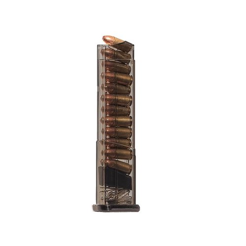 The Elite Tactical Systems Group 12-RD magazine for Smith & Wesson Shield offers extreme impact resistance, easy disassembly, and a translucent body for ammo visibility.