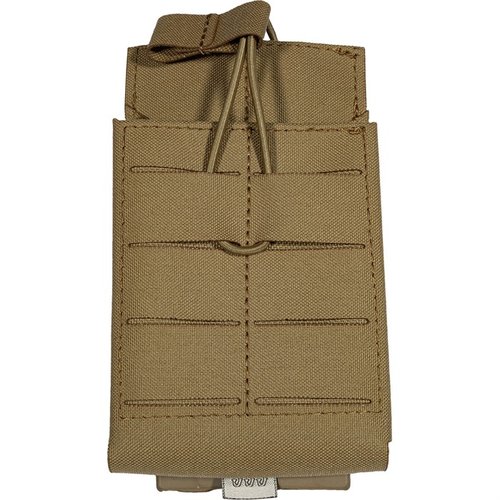 The Grey Ghost Gear Single 7.62 Mag Panel is lightweight, features an open top design with bungee retention, and attaches easily to MOLLE webbing for convenience.