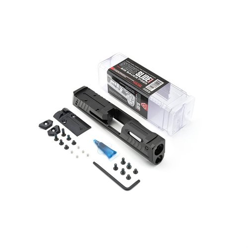 Upgrade your P365 with the lightweight Strike Slide, featuring aggressive serrations, charging handles, and pre-cut for optics, all made from durable 17-4 Stainless Steel.