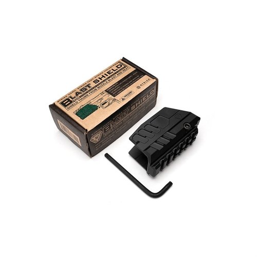 The Strike Industries Blast Shield for SMC protects your thumb from muzzle blast, redirects heat, adds Picatinny rail space, and is lightweight yet strong.