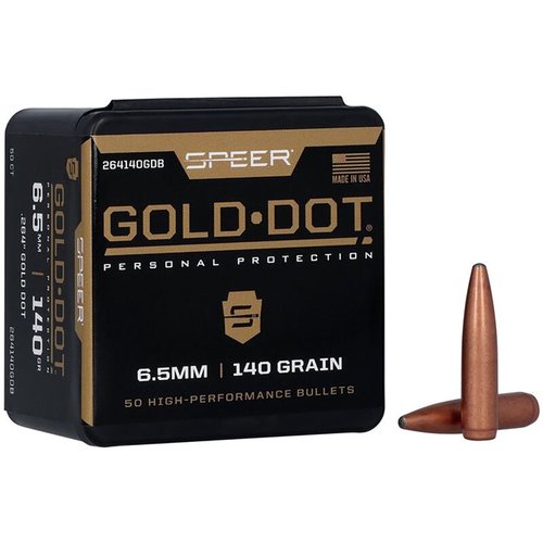 Experience extreme accuracy and reliable performance with Speer Gold Dot 264 Caliber rifle bullets, designed for personal protection and consistent expansion.