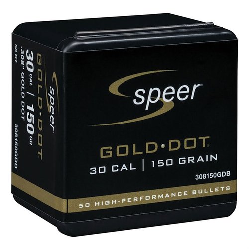 Experience unmatched accuracy and reliable performance with Speer Gold Dot 30 Caliber rifle bullets, designed for personal protection and consistent expansion.