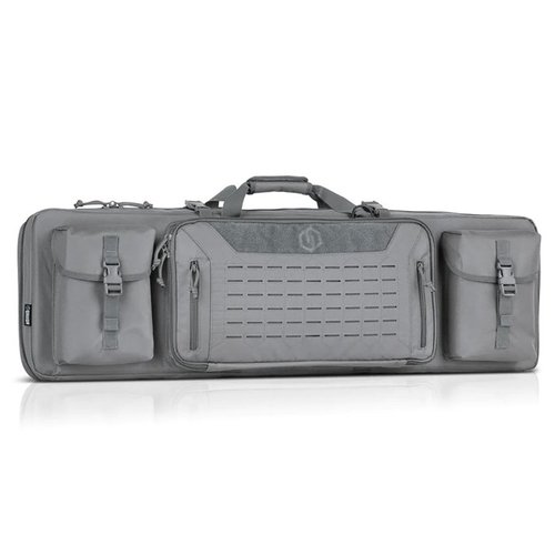The Savior Equipment Urban Warfare Double Rifle Case features padded slots, a low-profile design, and multiple compartments for optimal gear organization.