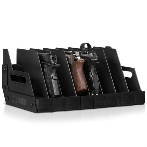Store and transport up to 8 pistols securely with our durable SAVIOR EQUIPMENT Pistol Rack, featuring cushioned foam, wide slots, and lightweight polymer plates.