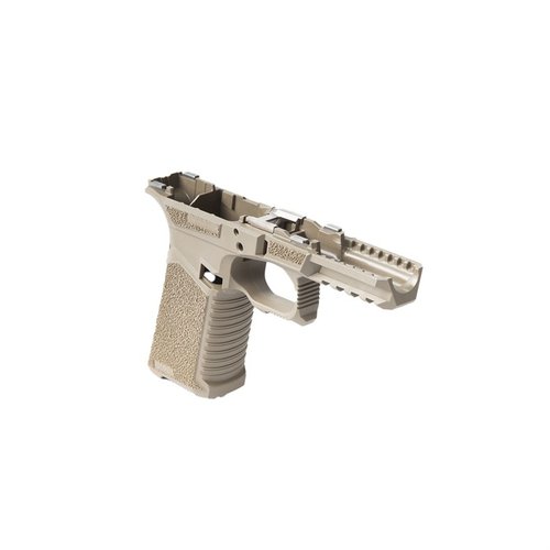 The SCT 17 Full Size Stripped Polymer Frame offers advanced ergonomics, aggressive texturing, a Picatinny rail, and multi-caliber compatibility for ultimate performance.