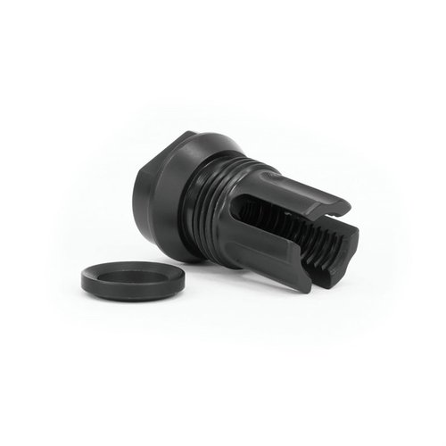 The 3FO-S Flash Hider reduces muzzle flash and enhances visibility with its internal threads and sleek profile, perfect for tactical situations.