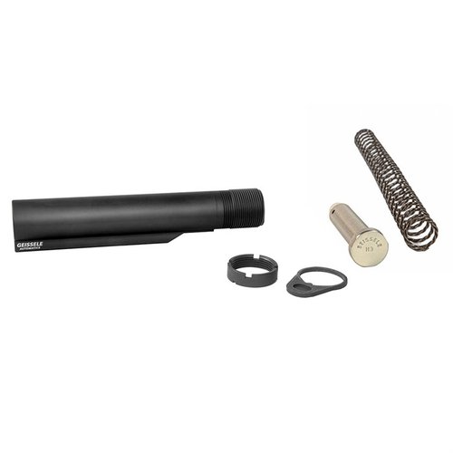 The Geissele Premium Mil-Spec Buffer Tube offers 6 stock positions, durable 7075-T6 Aluminum construction, and the Super 42 Spring for enhanced reliability and performance.