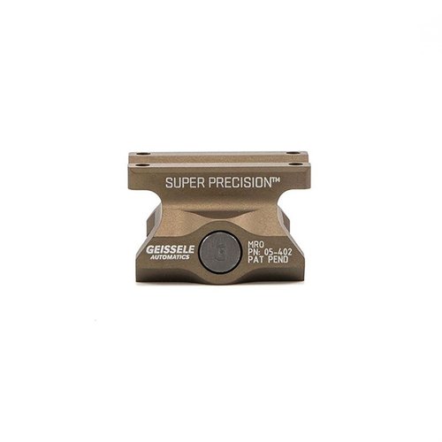The Geissele Super Precision MRO Mount offers unmatched strength with 1,400 lbs clamping force, ensuring zero retention and compatibility with Trijicon MRO optics.