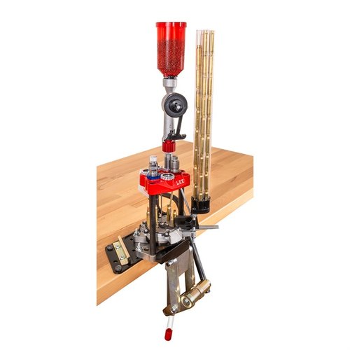 The Lee Precision Six Pack Pro Press Kit offers six stations for any die, automatic indexing, easy cartridge changeover, and reliable priming for efficient reloading.