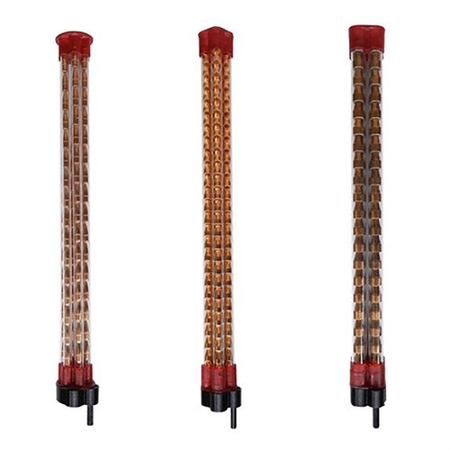 The LEE Precision Inline Bullet Feed Magazine comes in small, medium, and large sizes, accommodating bullets from .220 to .463 diameter for versatile reloading.