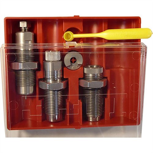 .250 Savage Pacesetter 3-Die Set includes Full Length Sizing Die, Bullet Seating Die, and Factory Crimp Die for precise reloading on 7/8"-14 presses.