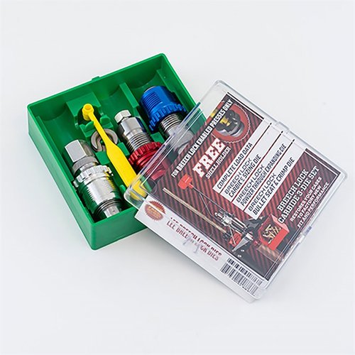 The Lee Precision .40 S&W Breech Lock Carbide 3-Die Set offers a Carbide Full Length Sizing Die, Bullet Seating Die, and Powder Thru Expanding Die for efficient reloading.