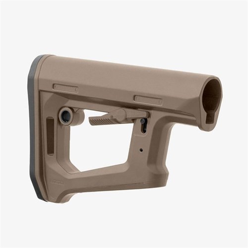 The Magpul DT-PR Carbine Stock offers enhanced stability, comfort, and precision with its Dual-Tension system, ambidextrous QD cup, and ergonomic design.